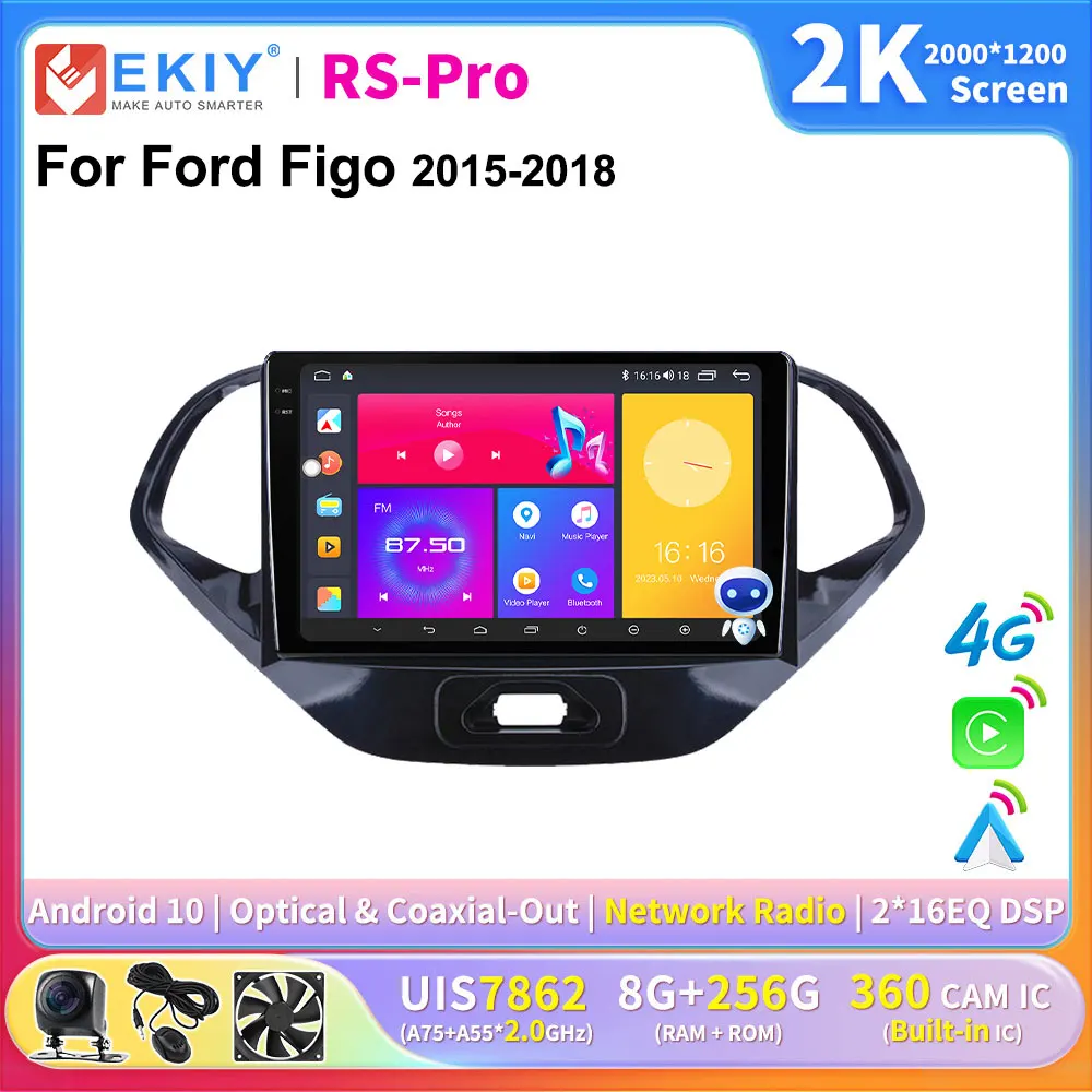 

EKIY 2K Screen Carplay Car Radio For Ford Figo 2015-2018 Multimedia Video Player Auto 2 Din Autoradio Stereo Navigation GPS DVD