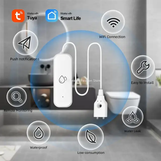 Tuya WiFi ZigBee Water Leak Detector with Buzzer Overflow Level Detector Flood Leakage Security Protection Smart Home 2