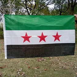 Aerlxemrbrae 90x150cm Syrian Flag - Three Star Design Banner - 90 x 150cm (Green)