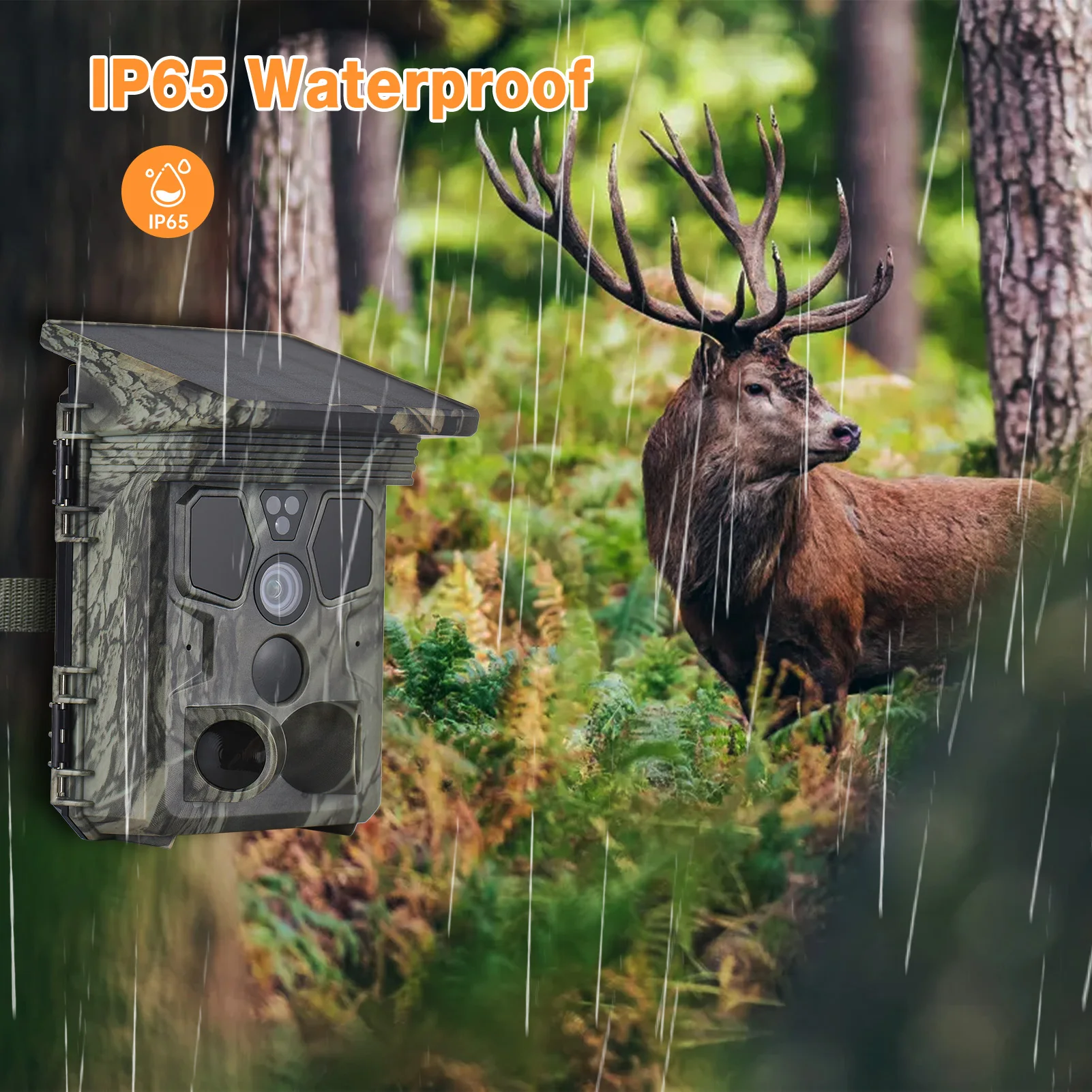 4K 50MP Solar Trail Camera 120&deg; Detection Angle Game Camera Night Vision IP65 Waterproof Hunting for Wildlife Monitoring
