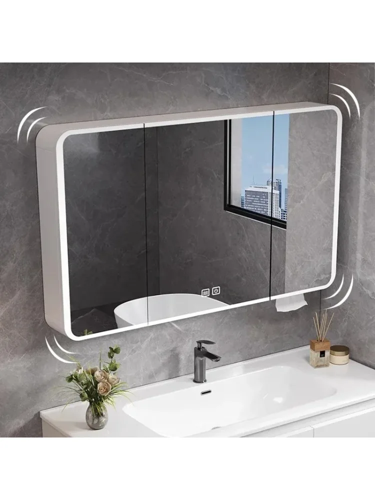 Smart Bathroom Mirror Cabinet Wall-mounted Arc-shaped Storage Cabinet Simple Bathroom Furniture Armario