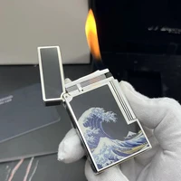 Classical Metal Lighters Refill Butane Gas Lacquer Waves Printing Smoking Cigarrette Tobacco Tools For Smoker Men Gifts 1