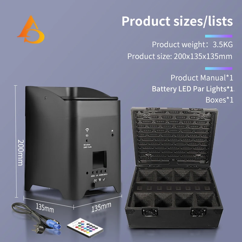 PUZILOZA 4pcs 108W APP Projecteurs Par LED Rechargeables Avec Sac, RGBWA+UV DMX Wandwäsche