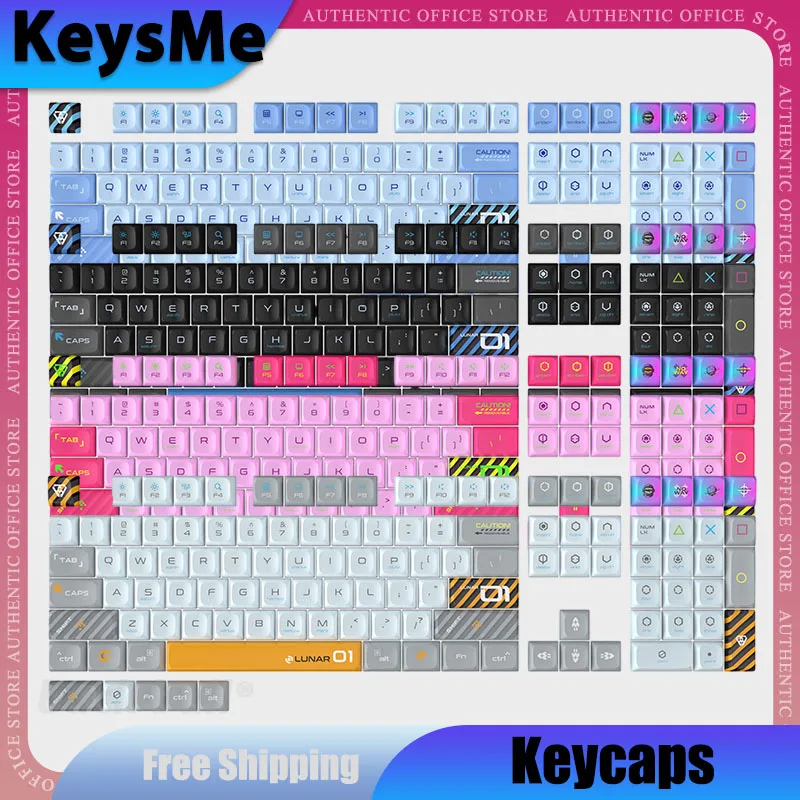 

KeysMe Lunar01 Keycaps 113 141 132 Keys Keycaps KDA PBT Custom For Mechanical Gamer Keyboard KeysMe Accessory Diy Keycap Gift