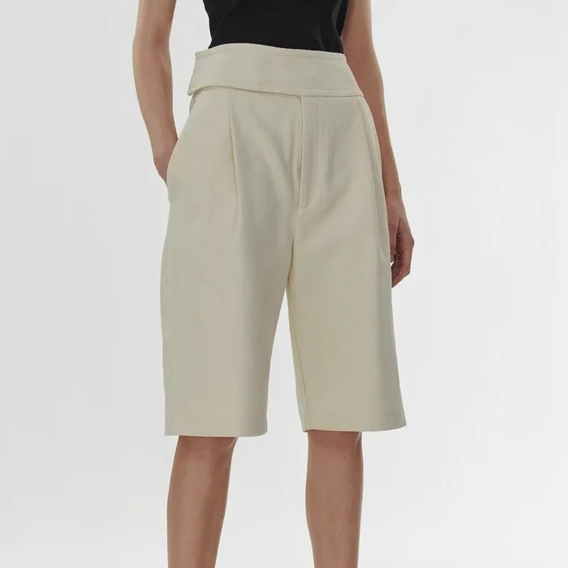 

Tot* Women's Suit Shorts Five-point Casual Pants High Waist Loose Solid Color Booty Shorts Pantalones Cortos De Mujer