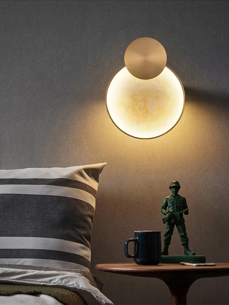 Led Wall Lamp Wall Sconces Light Wall Lamp Round Marble Wall Lamp