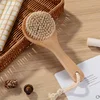 Dry Bath Body Brush Back Scrubber Short Handle Bath Shower Brush With Anti-Slip Wooden Handle Round Head Scrubbing Brush 3