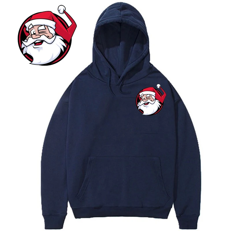 

Christmas Santa Claus Hoodie Autumn Winter Fleece Thick Hooded Sweatshirt Male Long Sleeve Pullover Tops DIY Couple Hoodie S~4XL