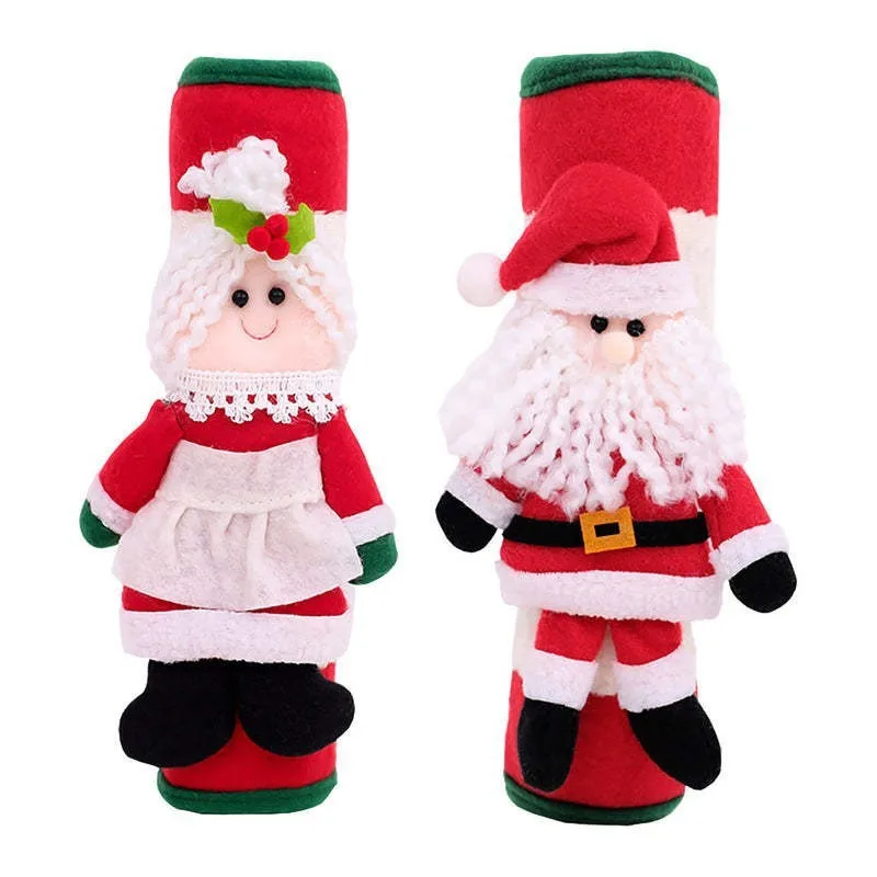 

2pcs/Set Christmas Refrigerator Handle Cover Snowman Elk Santa Kitchen Microwave Oven Dishwasher Fridge Door Knob Protector