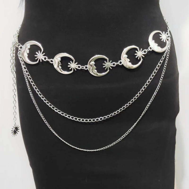 Moon Star Metal Waist Chain Sun Pendant Belly Belt Body  display picture 1