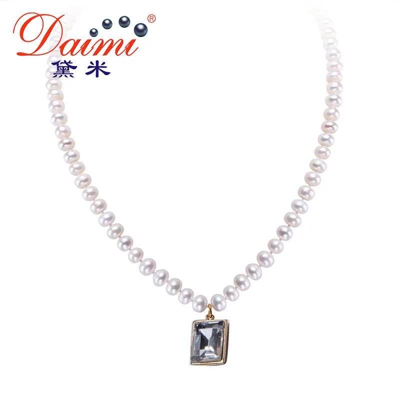 

Ожерелье из пресноводного жемчуга DAIMI 6-7 мм, ожерелье из натурального жемчуга и белого циркония для женщин