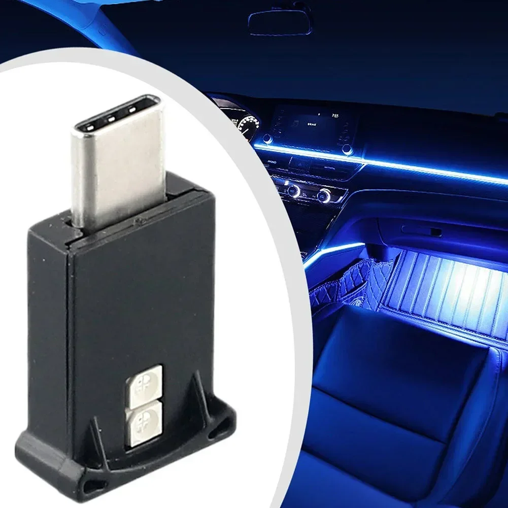 USB-Type-C Car Foot Light Auto Interior Plug And Play LED Neon Atmosphere Ambient Lamp Accessories