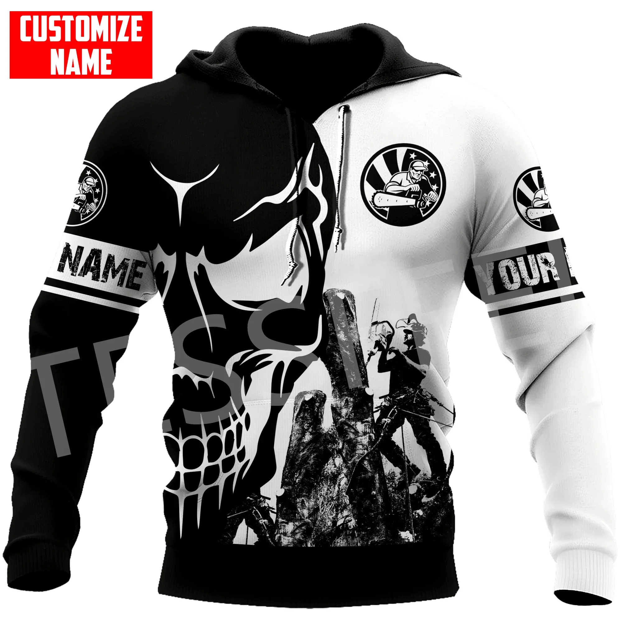 Nome Personalizzato Arborist Logger Motosega Carpenter Worker Tattoo Streetwear 3Dprint Pullover Harajuku Jacket Casual Funny Hoodies X5