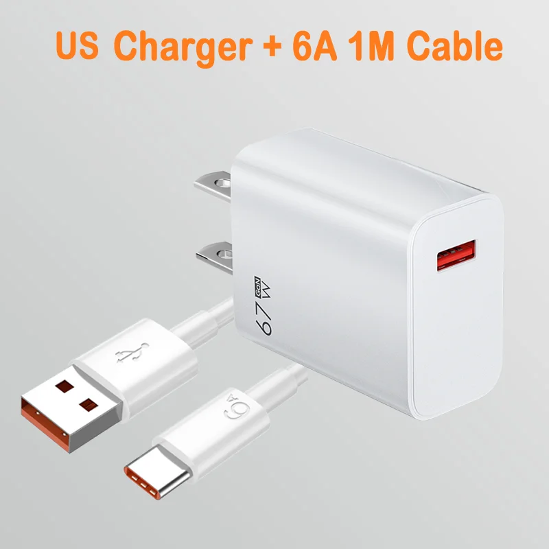 Phone Charger Xiaomi 67W Super Fast Charging USB C PD Interface For iPhone15 Samsung Huawei