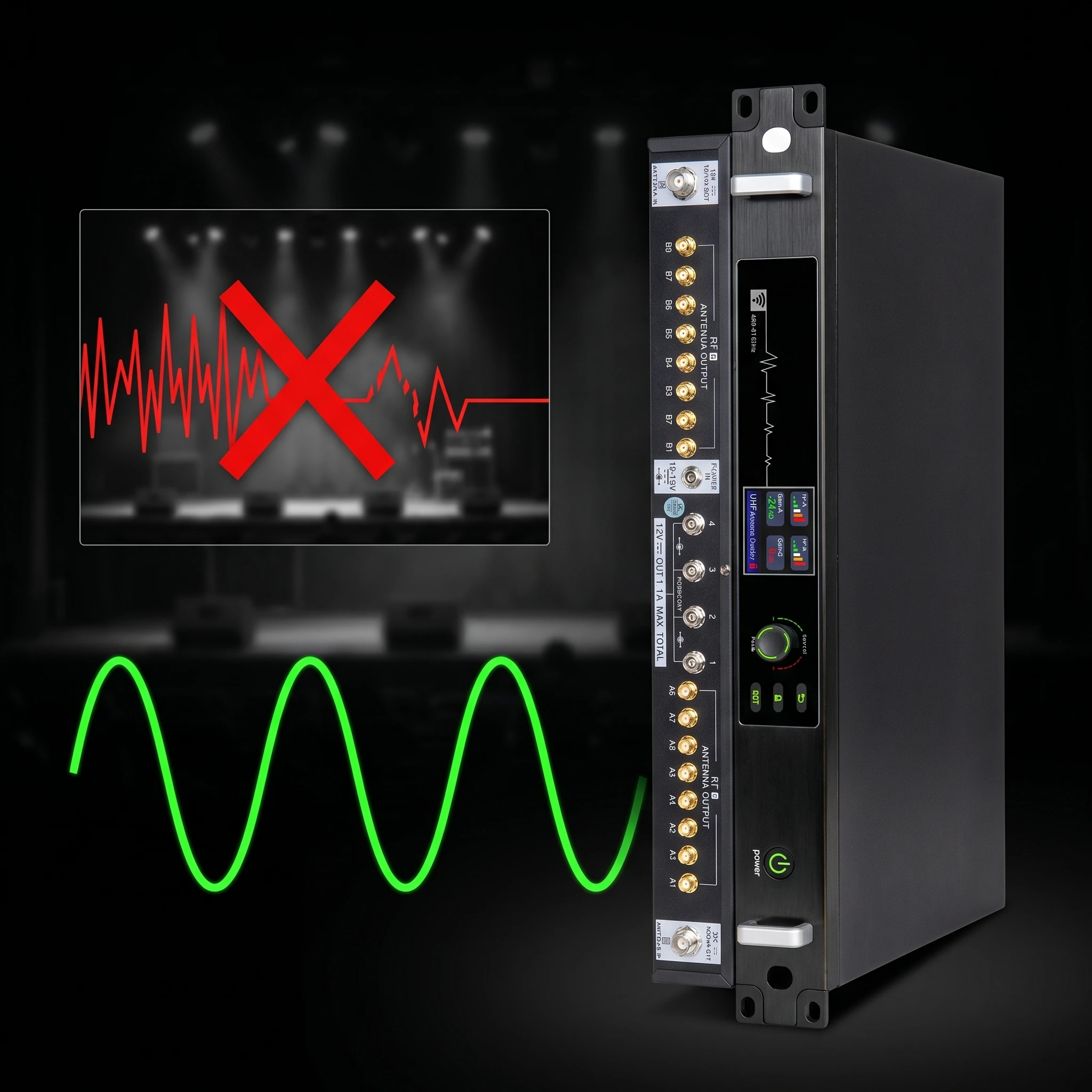 폴킷슨 AT-16pro 안테나 분배 시스템 470-960MHz 무선 마이크 안테나 증폭기 분배기 (스테이지 음악 라이브용)