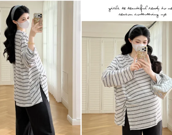 Korean Style Summer Cotton Maternity Shirt Short Sleeve O-neck Side Split Plus Size Asymmetrical Pregnancy Blouses Loose Fit Top 5 Korean Style Summer Cotton Maternity Shirt Short Sleeve O-neck Side Split Plus Size Asymmetrical Pregnancy Blouses Loose Fit Top - Image 5