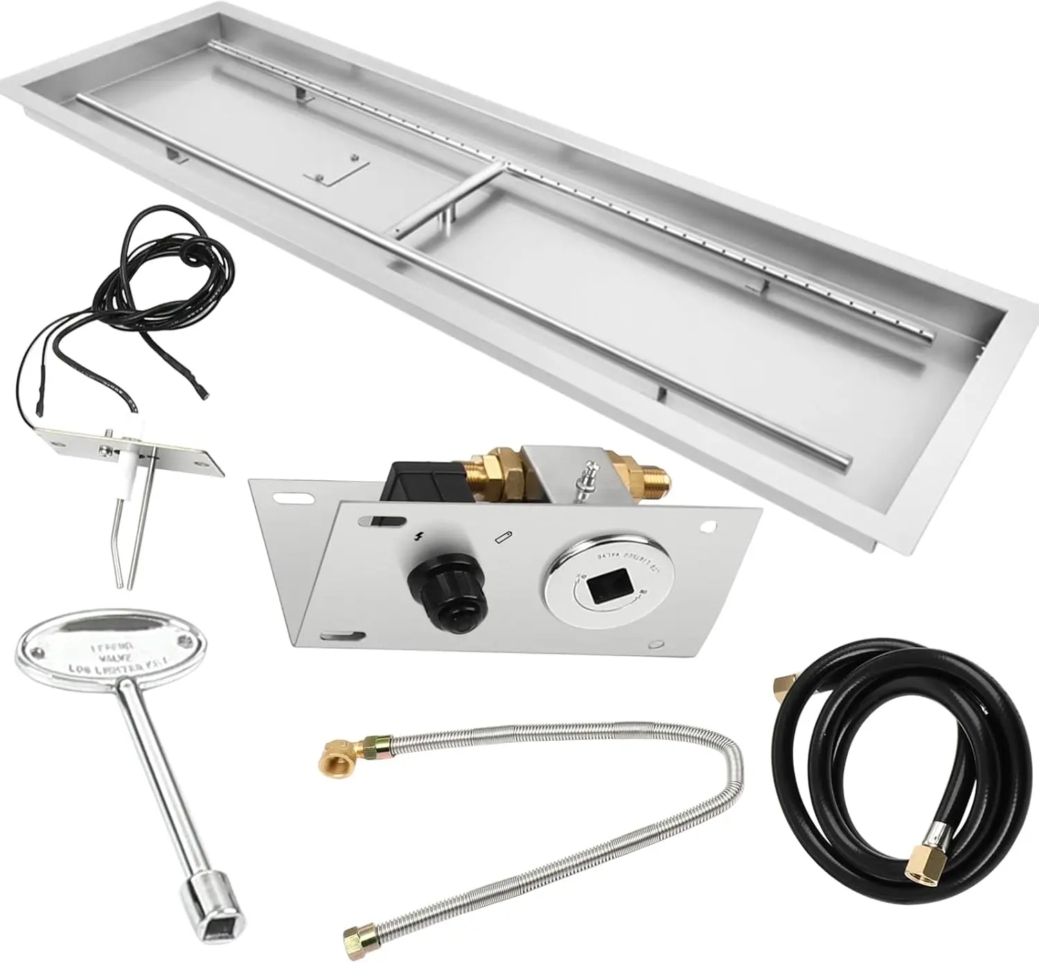 Description Picture 2 of item48" x 14" Rectangular Fire Pit Pan Kit, for Indoor or Outdoor Large Built-in Fire Table. Stainless Steel Drop-in Fire Pit Pan