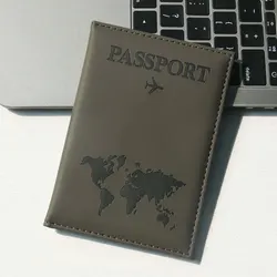 Map Design PU Leather Passport Holder - Slim and Portable Travel Essential (Deep Khaki)