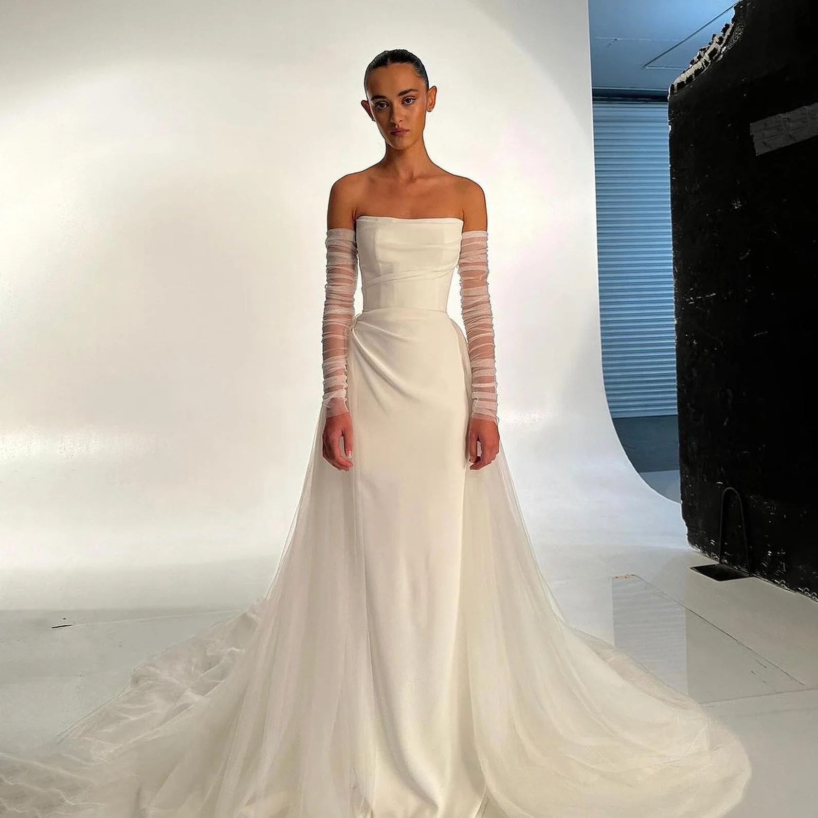 

GIOIO Strapless Luxury Formal Evening Dresses Pleat Sheath Sleeveless فساتين سهرة Floor Length Elegant Prom Gown Party Women