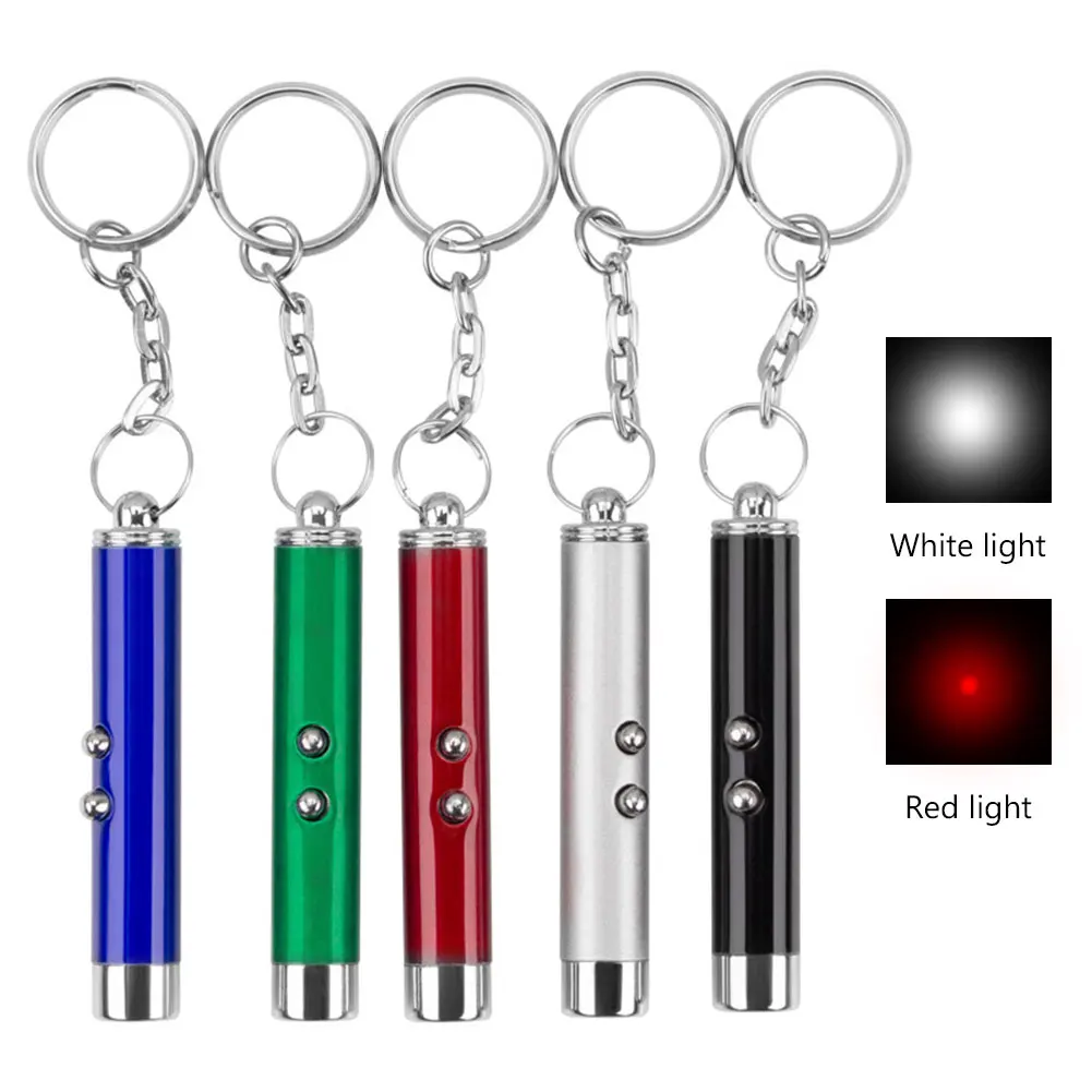 Keychain Pointer Toys Portable Keychain Fun Pointer Interactive Toys Pet Cat Light pointer Mini Training Flashlight Torch Children Office school tools