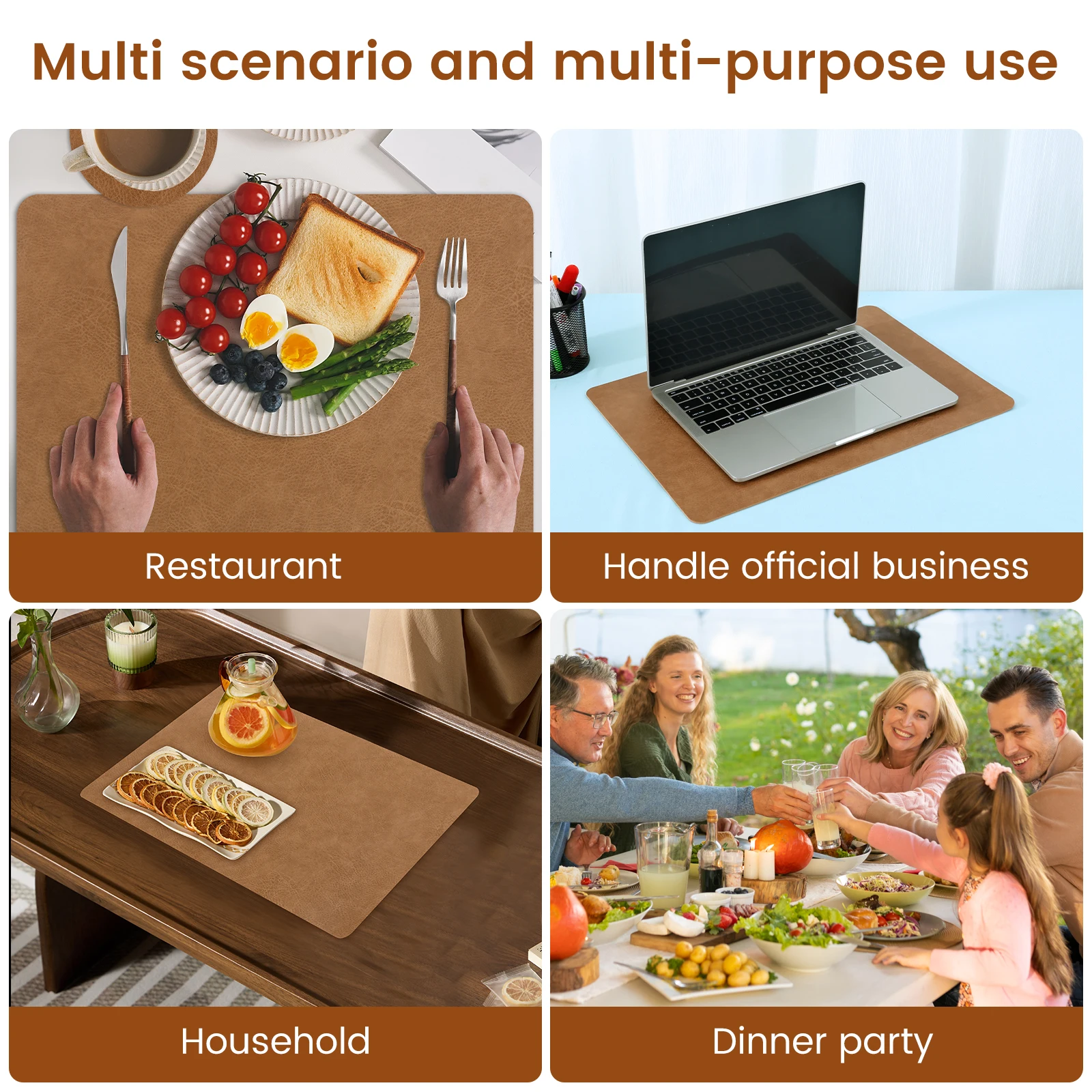 12Pcs Double Layer PVC Leather Table Mat Oil Resistant Dinner Mat Thermal Insulation PVC Leather Placemat Anti Scald for Home