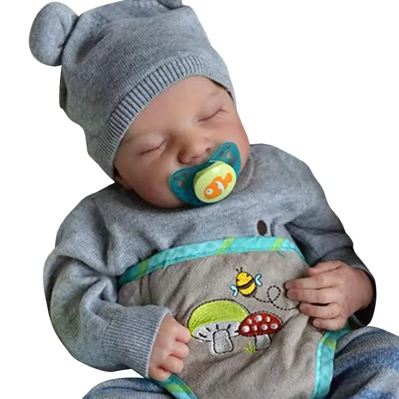 Silicone Reborn Doll Realistic Closed Eyes Sleeping Baby Doll Newborn Baby Doll Kids Toys Children Birthday Gifts For Boys Girls size 15 30 summer baby sandals for girls cherry closed toe toddler infant kids princess walkers baby little girls shoes sandals