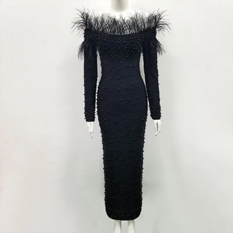Sexy Long Evening Dresses Lady Party Wedding Dress Woman Fashion Elegant Maxi Robe Midi Dress Beaded Host Evening Dress