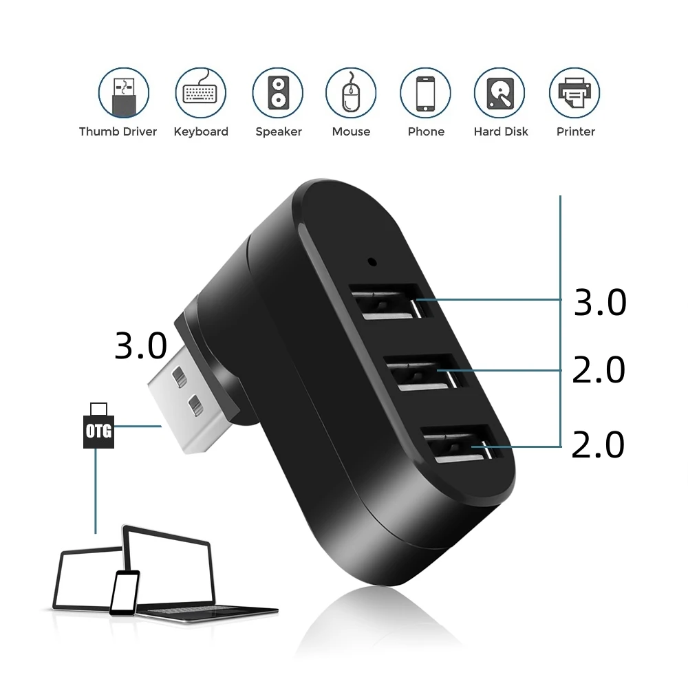 Hub Usb 3 Porte Hub Usb 2.0 Mini Ruota Splitter Adattatore Hub Per Pc Notebook Laptop Mac Usb 2.0 Splitter Hub Mini Accessori