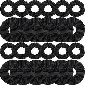 1/6/12/24Pcs Women Satin Scrunchie Black White Elastic Hair Bands Ponytail Holder Rubber Bands Hair Ties Girls Hair Accessories