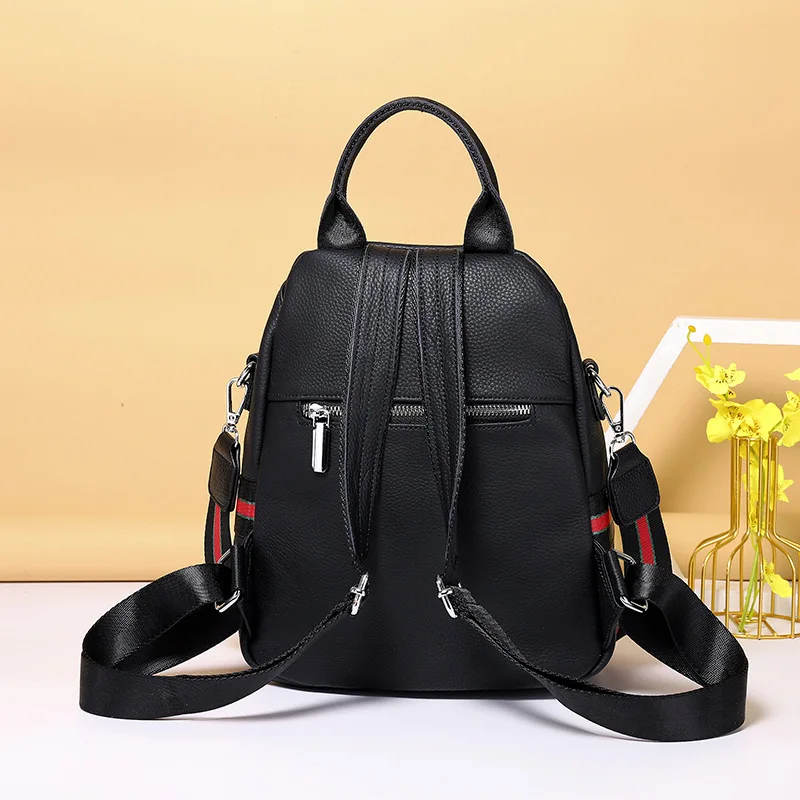 Fashion genuine leather women's backpack cowhide shoulder bag simple travel backpack casual student school bag for girls