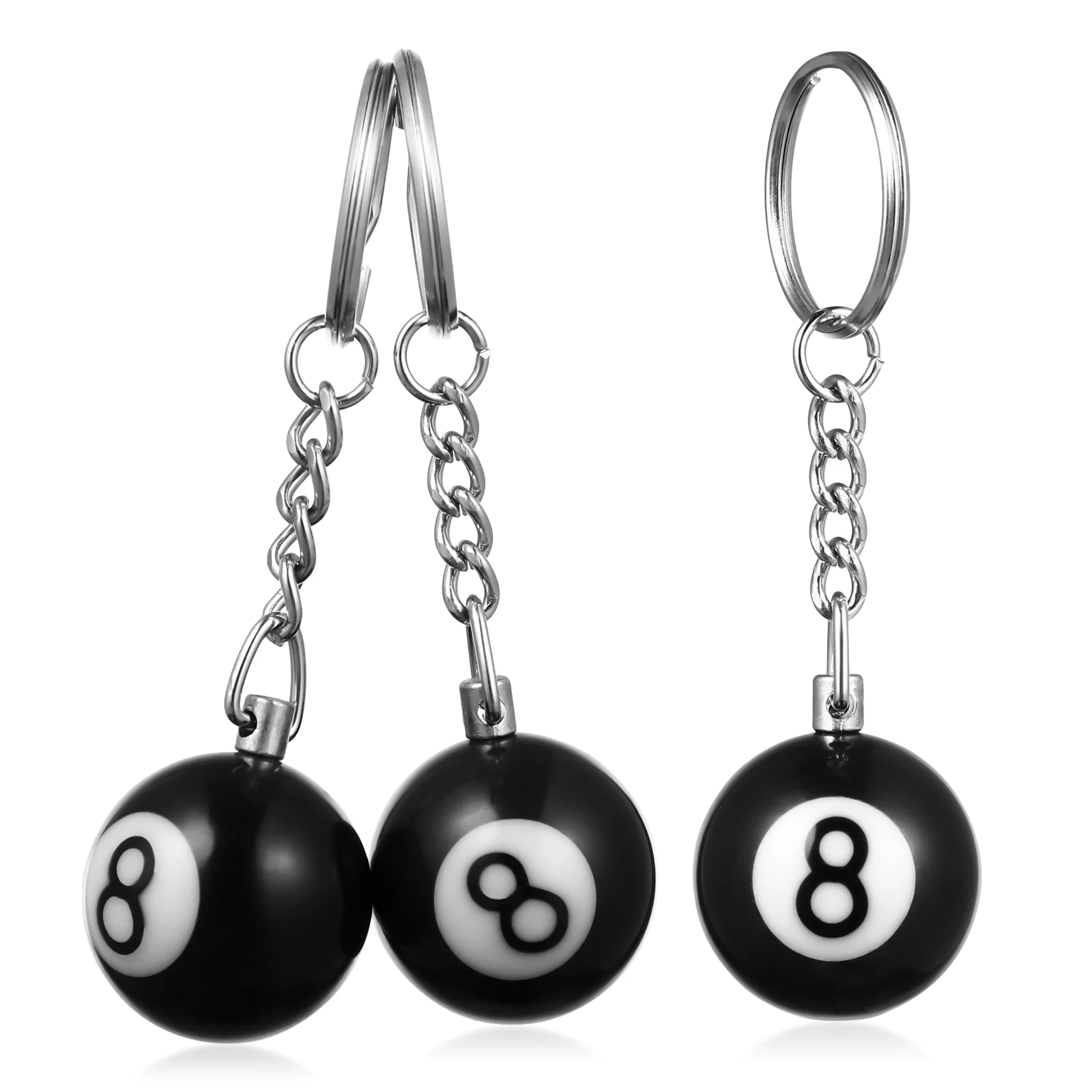 

16 Pcs Billiards Keychain Balls Pool Keyrings Keychains Sports Delicate Metal Decorative Accessories