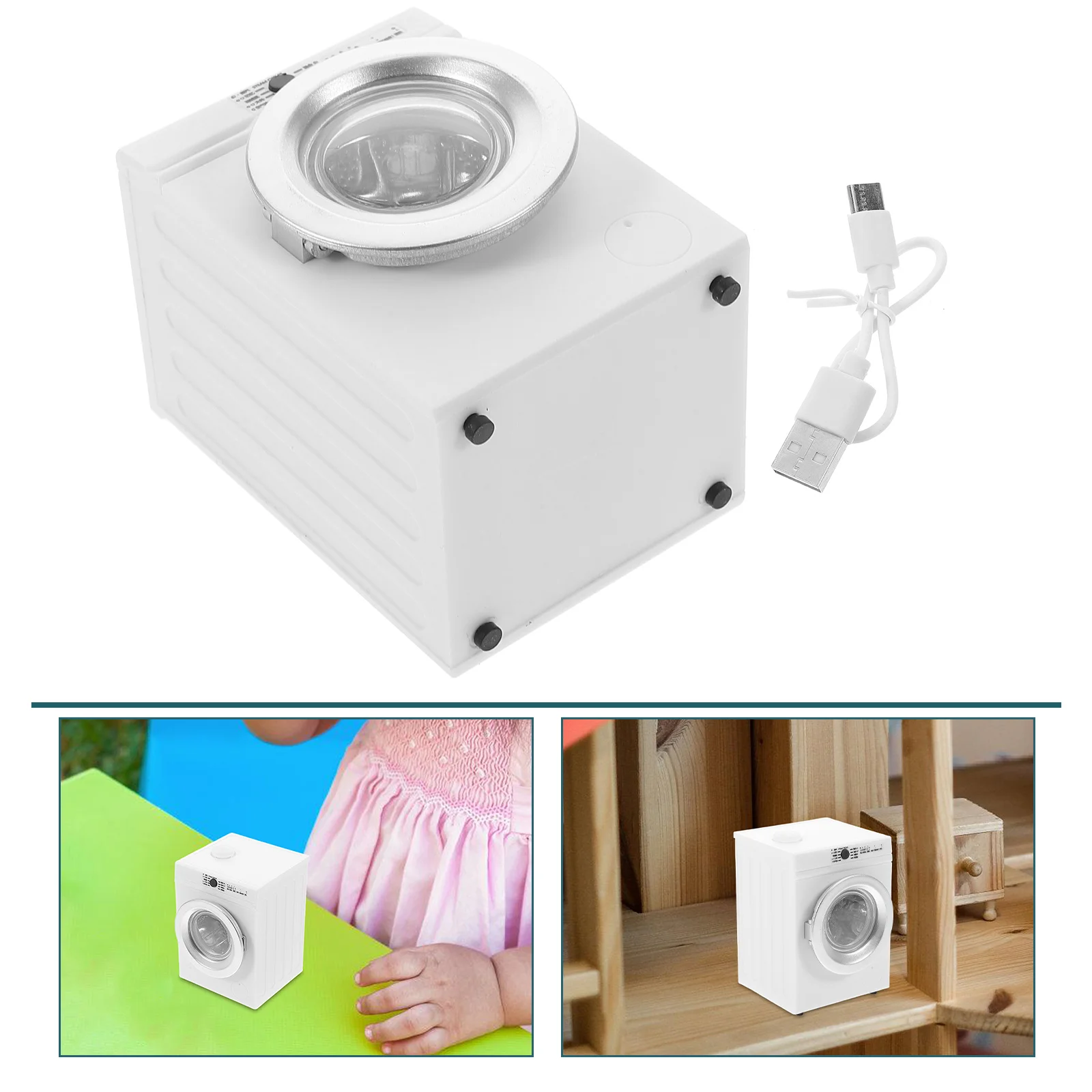 Portable Washer Washing Machine Model Toy Tiny Dollhouse White Mini Appliance Office
