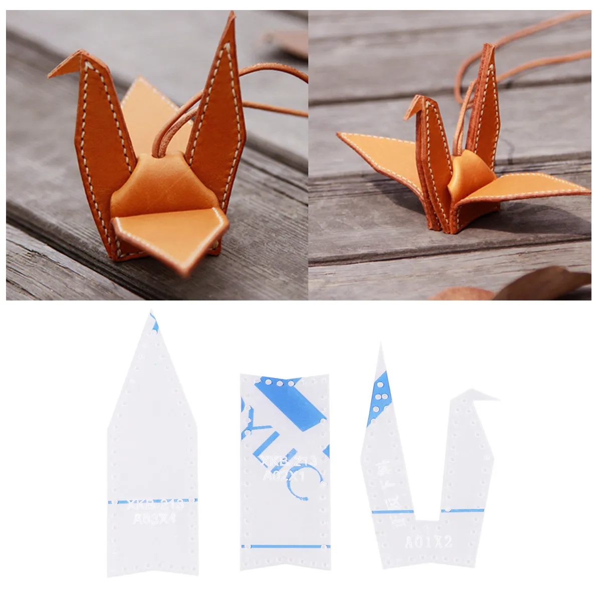 3Pcs Leatherware 종이 크레인 펜던트 패턴 아크릴 DIY 커팅 템플릿 DIY 공예 제작을위한 정밀 스텐실 도구