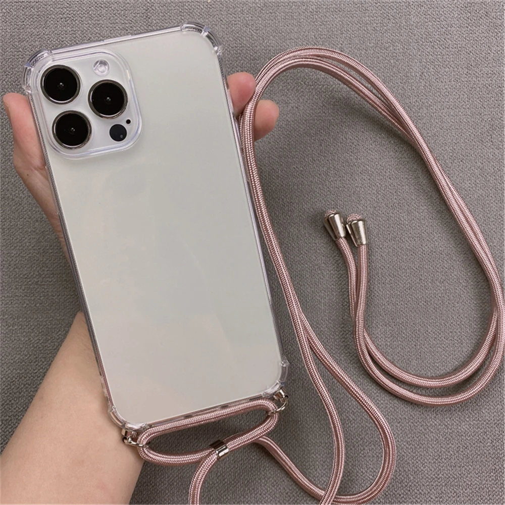 Crossbody Necklace Cord Lanyard Transparent Phone Case - Soft Cover