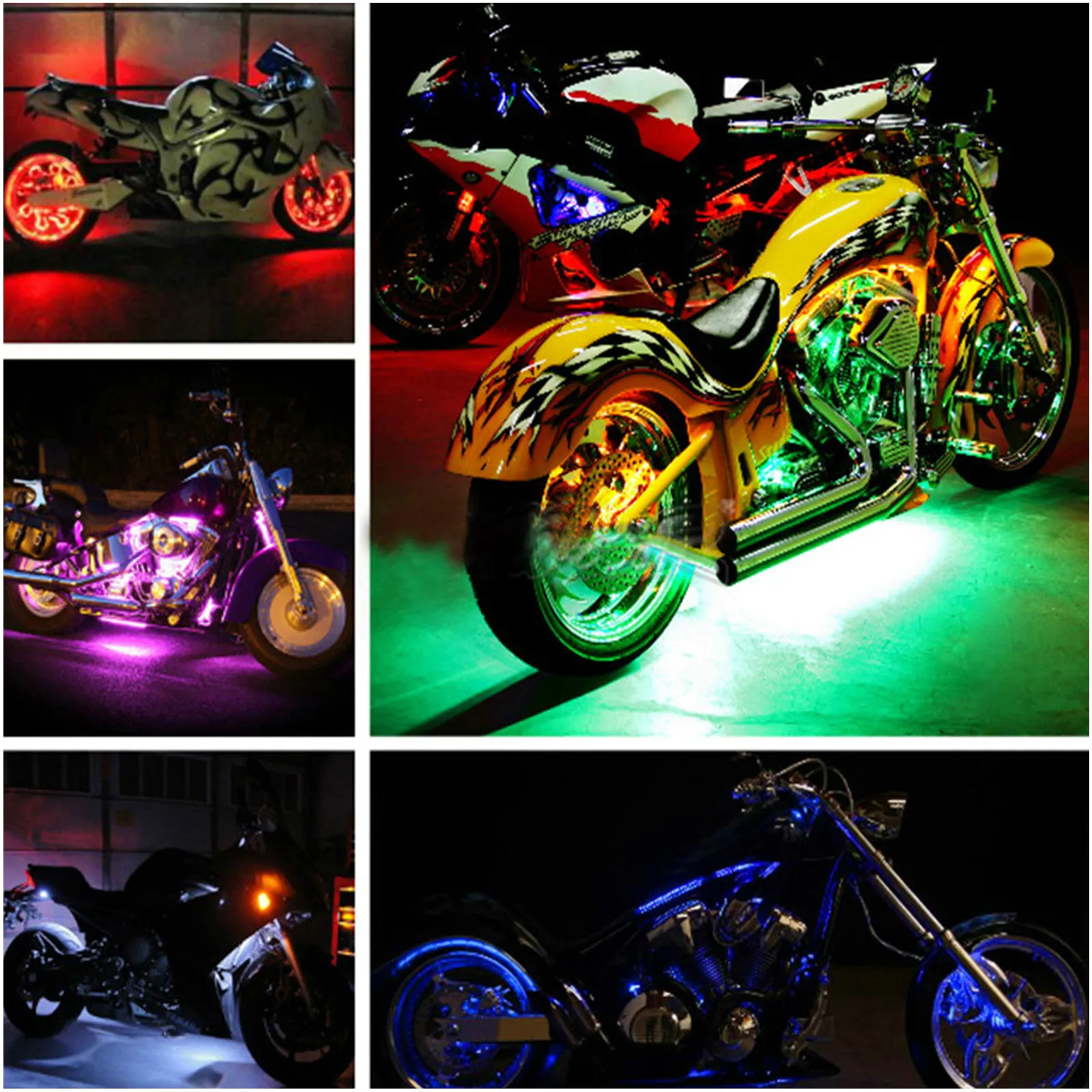LED Car Motorcycle Decorative Ambient Lamp Backlight 5050 SMD Flexible Waterproof RGB APP Sound Control Moto Atmosphere Light motorcycle led lights motorcycle accessories led atmosphere light car led lights