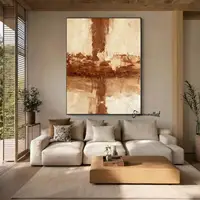 Mhemyo Large Neutral Brown Textured Wall Art Light Brown Abstract Wabi-Sabi Style Canvas Hand Painted Painting Modern Home Decor 6