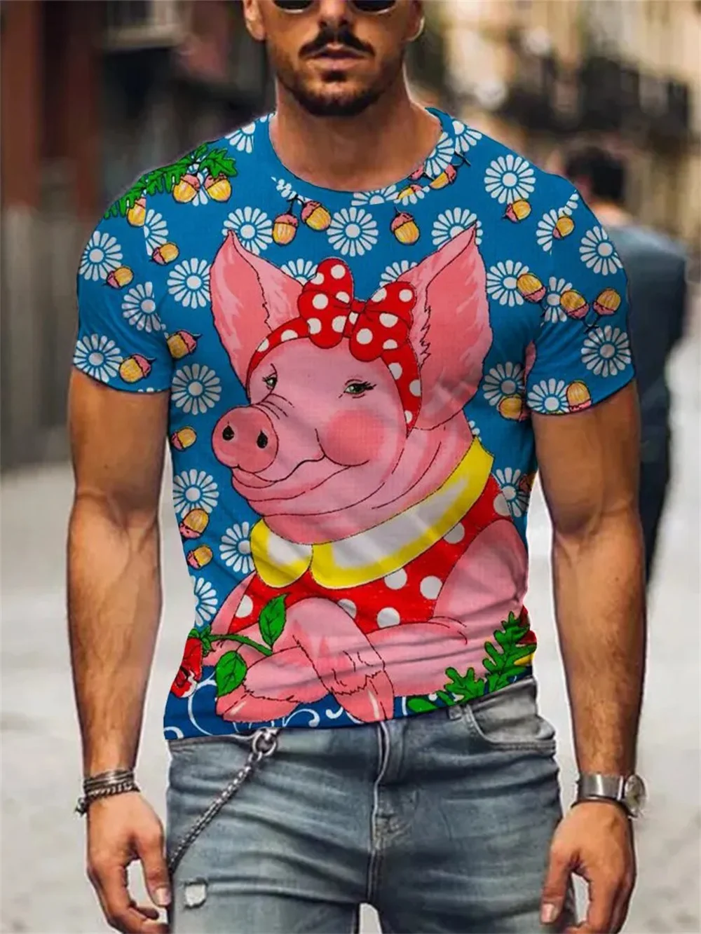 

T Shirt Men Funny Retro Animal Tee Simple Casual Men's T Shirt 3d Print Short Sleeve Summer Top Tee Casual Fashion Street Tshirt