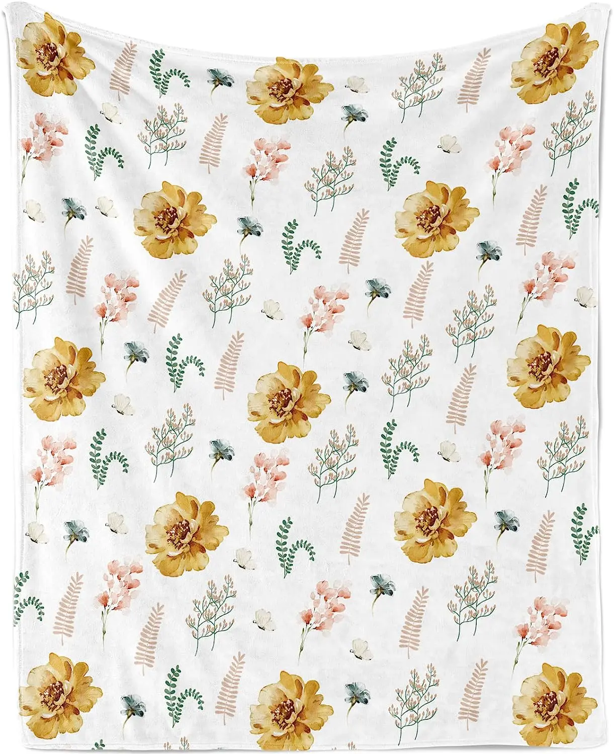 

Floral Throw Blanket, Colorful Wild Flowers Printed Flannel Fleece Blanket, Soft Lightweight Cozy Plush Flowers Throws