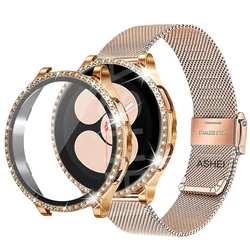 Stainless Steel Milanese Strap with Bling Screen Protector Cover (2 - Pack) - Watch 6 40mm (Rose golden)