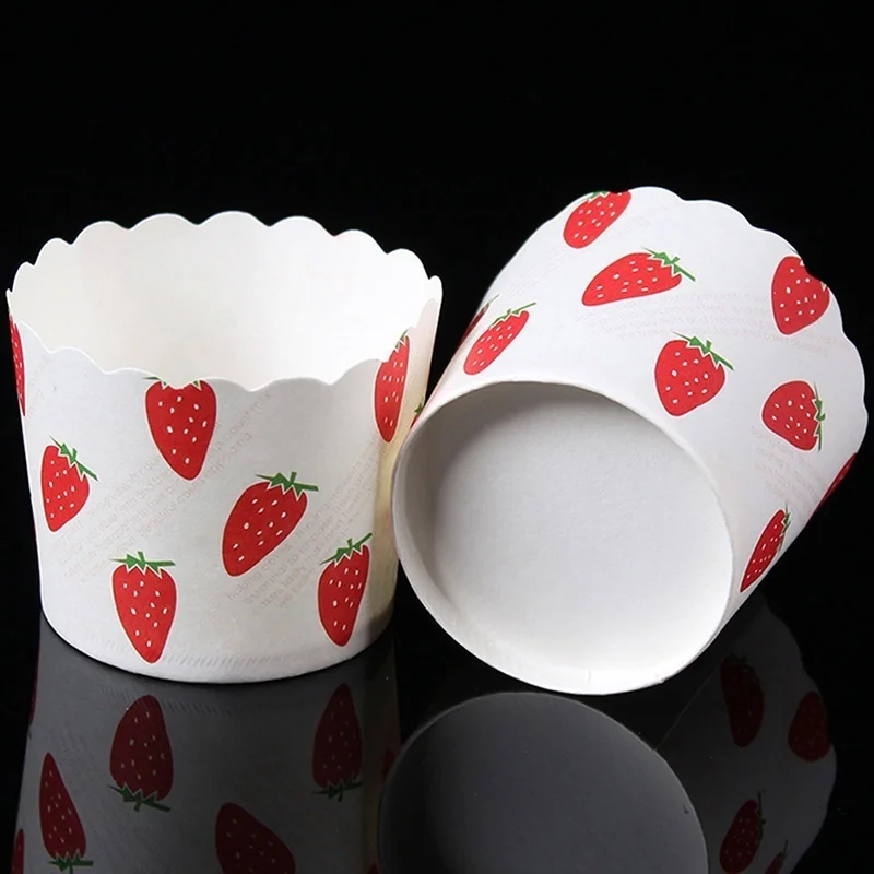 50pcs/bag Kitchen Baking Tools Red Strawberry Letters Cupcake Paper Muffin Liner Cases for Birthday Wedding Baking Accessory