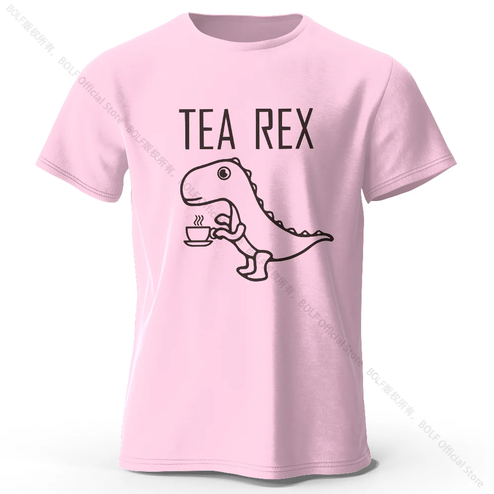 Tea-Rex Dinosaur Graphic Unisex Cotton T-Shirt - Soft & Breathable Short Sleeve Tee