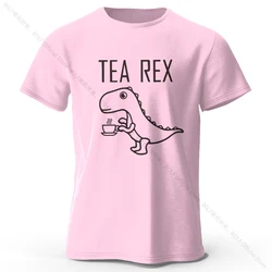 Tea - Rex Dinosaur Graphic Unisex Cotton T - Shirt - Soft & Breathable Short Sleeve Tee - XXXL (Pink)