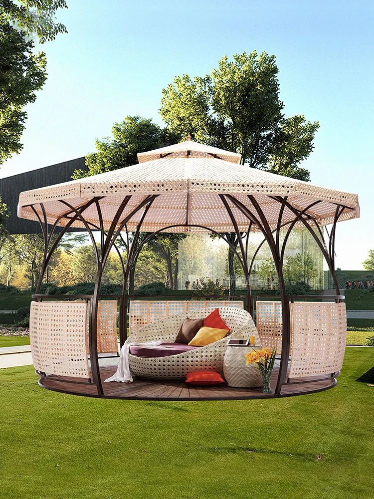 

Outdoor Leisure European garden pavilion Courtyard Pavilion tent rattan rattan outdoor Villa sunshade