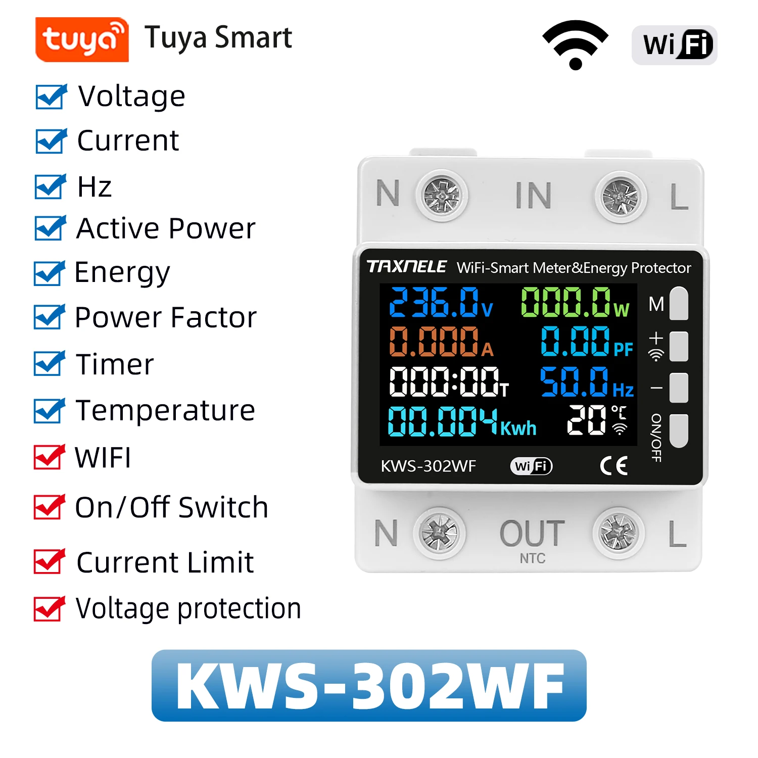 WiFi Smart Switch Circuit Breaker with Energy Metering and Timer Relay for Remote Control and Voltage Protection