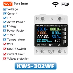 WiFi Smart Switch Circuit Breaker with Energy Metering and Timer Relay for Remote Control and Voltage Protection (WIFI Meter Protector)