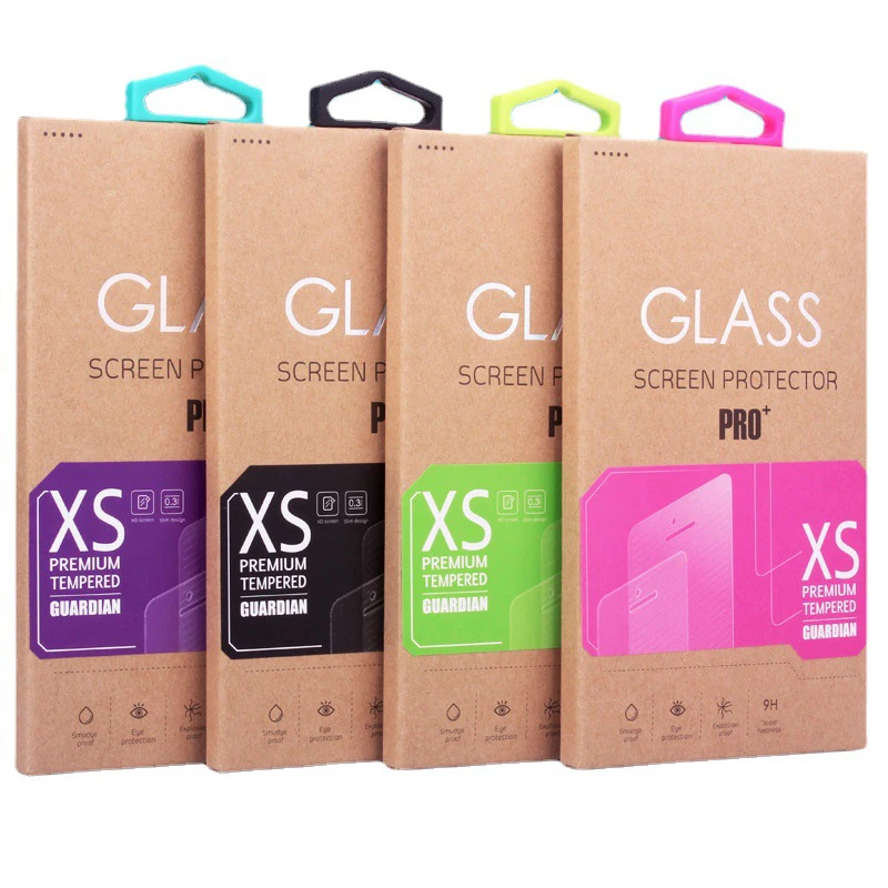 

50Pcs/lot Universal Paper Retail Package Box Glass Screen Protector Package Boxes with Hang Hole Flat Small Blank Packing Boxes