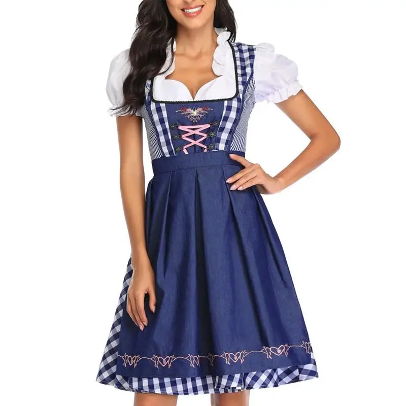 

Костюмы на Октоберфест женские платья в клетку Dirndl женские традиционные немецкие платья Немецкий фестиваль пива Косплей баварское платье