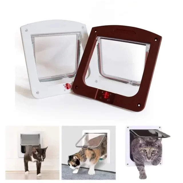 1PC Cat Dog Flap Door with 4 Way Locking Kitten Small Pet Dual Entry and Exit Door Weatherproof Pet Safety Doors 1PC Cat Dog Flap Door with 4 Way Locking Kitten Small Pet Dual Entry and Exit Door Weatherproof Pet Safety Doors