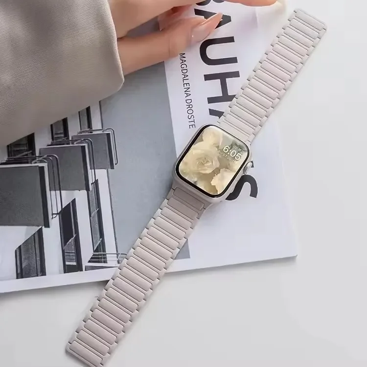 Silicone Strap Apple Watch 46mm 42mm 49mm 45mm 41mm 44mm 40mm Magnetic Band IWatch Ultra 2 Series 11 10 9 8 7 6 SE 5 4 3
