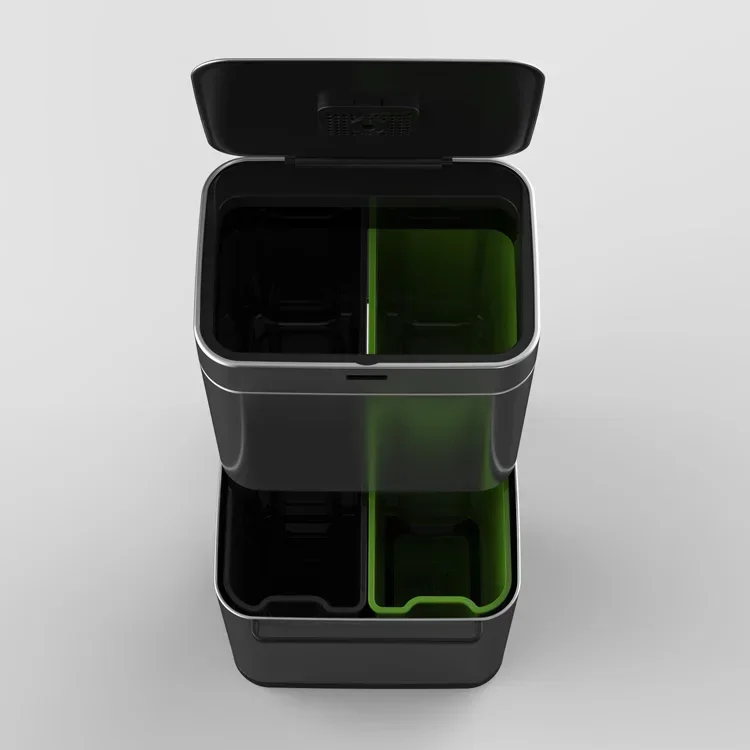 40L+40L Wholesale Large Capacity Automatic Intelligent Classification Stainless Steel Trash Cans Trash Can Compactor 6